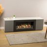 Тумба под ТВ с биокамином SteelHeat LIVORNO IMPULSE 140 см (корпус белый / фасады гротто гранит) фото 1