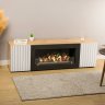 Тумба под ТВ с биокамином SteelHeat LIVORNO IMPULSE 140 см (корпус дуб Вотан / фасады белый) фото 2