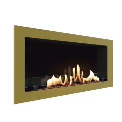 Биокамин встраиваемый SteelHeat ONE 800 с рамкой цвет латунь