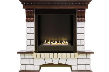 Биокамин в портале Firezo Pierre luxe Темный дуб белый