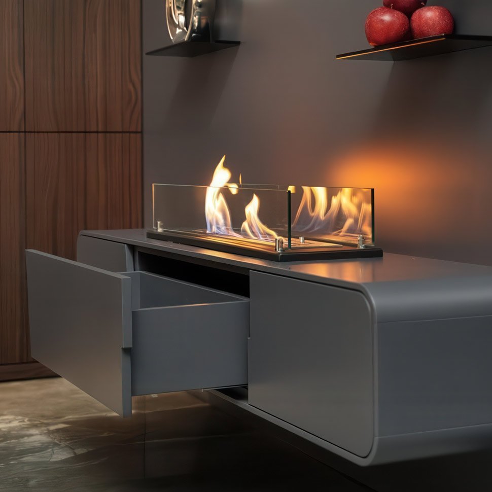 Биокамин встраиваемый в тумбу Steelheat Stand 600 белый